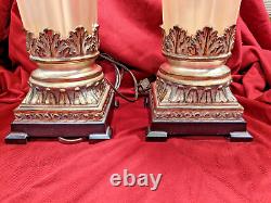 Pair 2 Vintage Uttermost Table Top/Boudoir Accent Lamps with Acrylic/Lucite shades