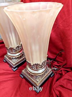 Pair 2 Vintage Uttermost Table Top/Boudoir Accent Lamps with Acrylic/Lucite shades