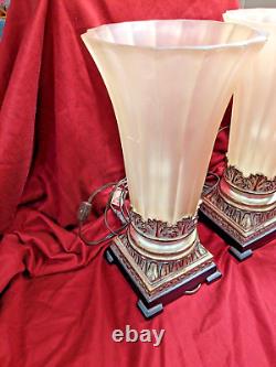 Pair 2 Vintage Uttermost Table Top/Boudoir Accent Lamps with Acrylic/Lucite shades