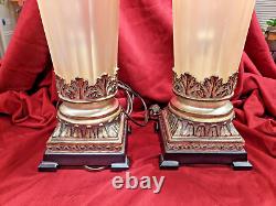 Pair 2 Vintage Uttermost Table Top/Boudoir Accent Lamps with Acrylic/Lucite shades