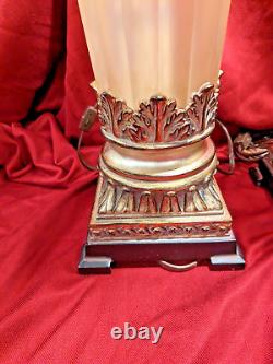 Pair 2 Vintage Uttermost Table Top/Boudoir Accent Lamps with Acrylic/Lucite shades