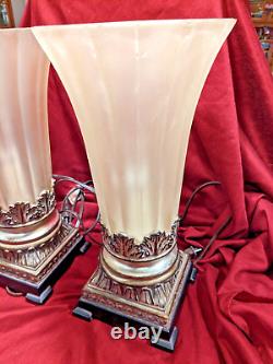 Pair 2 Vintage Uttermost Table Top/Boudoir Accent Lamps with Acrylic/Lucite shades