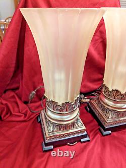 Pair 2 Vintage Uttermost Table Top/Boudoir Accent Lamps with Acrylic/Lucite shades