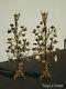 Pair 36h Vintage Gold Table Top Floral Candelabras Brass Candle Holders Light