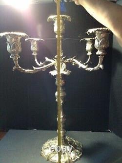 Pair 5 Candle Holder Silver Plated Candelabra 30 Tall For Weddings /Parties