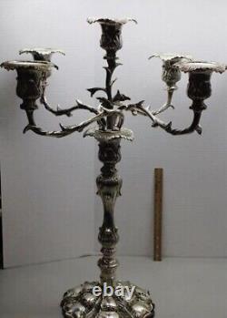 Pair 5 Candle Holder Silver Plated Candelabra 30 Tall For Weddings /Parties