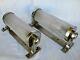 Pair Antique Old Vtg Deco Brass Nickle Glass Boat Ship Light Wall Sconce Lamp