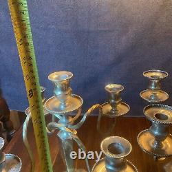 Pair Antique Silver Plated 5 Light Candelabras Taper Candle Holder By Wilcox