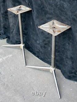 Pair Antique Vintage Art Deco Old Chrome Steel Metal Table Legs Pedestals Feet