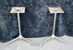 Pair Antique Vintage Art Deco Old Chrome Steel Metal Table Legs Pedestals Feet