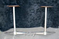 Pair Antique Vintage Art Deco Old Chrome Steel Metal Table Legs Pedestals Feet