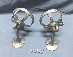 Pair Antique Vintage Nickel Brass Wall Mount Bathroom Cup Holders Old 1635-22B