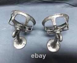 Pair Antique Vintage Nickel Brass Wall Mount Bathroom Cup Holders Old 1635-22B