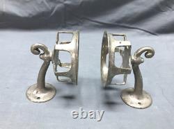 Pair Antique Vintage Nickel Brass Wall Mount Bathroom Cup Holders Old 1635-22B