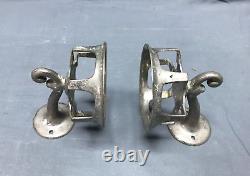 Pair Antique Vintage Nickel Brass Wall Mount Bathroom Cup Holders Old 1635-22B