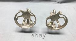 Pair Antique Vintage Nickel Brass Wall Mount Bathroom Cup Holders Old 1635-22B