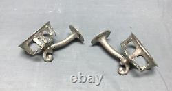 Pair Antique Vintage Nickel Brass Wall Mount Bathroom Cup Holders Old 1635-22B