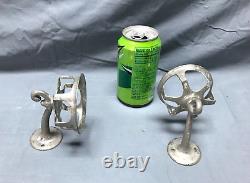 Pair Antique Vintage Nickel Brass Wall Mount Bathroom Cup Holders Old 1635-22B