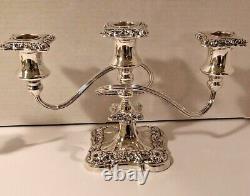 Pair Antique/Vintage Silver Plate 3 Light Candelabra Candleholders