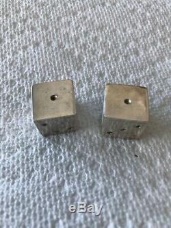 Pair Antique Vintage Taxco Mexico Sterling Silver Dice