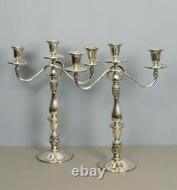 Pair Candelabra Royal Danish Sterling Silver 3 Light International Vintage