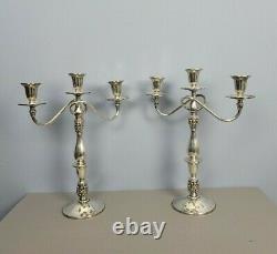 Pair Candelabra Royal Danish Sterling Silver 3 Light International Vintage