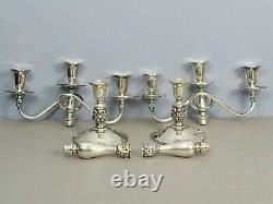 Pair Candelabra Royal Danish Sterling Silver 3 Light International Vintage