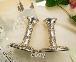 Pair Candle Holder Sterling Silver 925 VTG 1922 England Continental WI Broadway