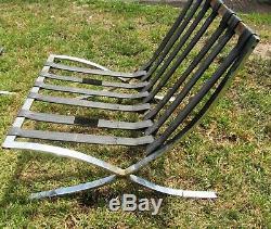 Pair Cool Vintage Large Chrome Barcelona Chairs Frames MID Century Modern MCM