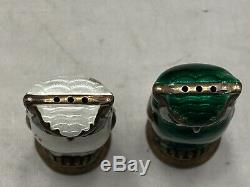 Pair David Andersen Owl Salt And Pepper Shakers Silver Enamel Norway Vintage