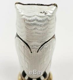 Pair David Andersen Owl Salt And Pepper Shakers Silver Enamel Norway Vintage