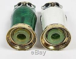 Pair David Andersen Owl Salt And Pepper Shakers Silver Enamel Norway Vintage