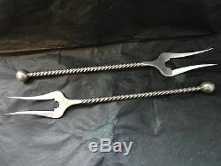 Pair Dutch Pickle Forks Sterling Silver C. 1890 Vintage Marked