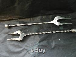 Pair Dutch Pickle Forks Sterling Silver C. 1890 Vintage Marked