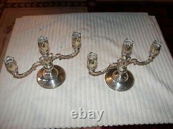 Pair Fisher Sterling silver weighted candelabra Tulip form 8 tall 2 arm vintage