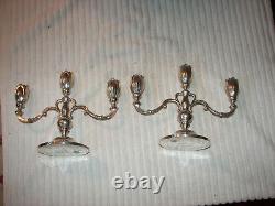 Pair Fisher Sterling silver weighted candelabra Tulip form 8 tall 2 arm vintage