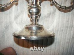 Pair Fisher Sterling silver weighted candelabra Tulip form 8 tall 2 arm vintage