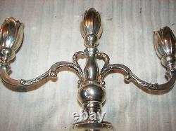 Pair Fisher Sterling silver weighted candelabra Tulip form 8 tall 2 arm vintage