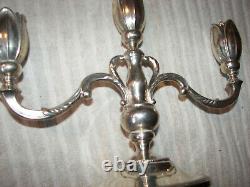 Pair Fisher Sterling silver weighted candelabra Tulip form 8 tall 2 arm vintage