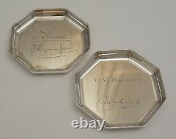 Pair Heavy Vintage Solid Sterling Silver Dishes, London 1934, 84mm, 178g
