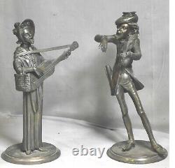 Pair Hilarious Grotesque FRENCH Statue Figural Candlestick Antique 1890 Vintage