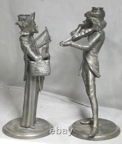Pair Hilarious Grotesque FRENCH Statue Figural Candlestick Antique 1890 Vintage