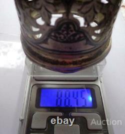 Pair Kubachi Vintage Soviet USSR Sterling Silver 875 Glass Tea Cup Holder 179 gr