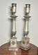 Pair Lamps Antique Vtg Regency Neoclassical Silver Plated 25.5 Needs Rewired