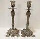 Pair Large Ornate Silver Plated Candlesticks Rare Vintage Candle Holders Décor