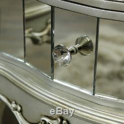 Pair Mirrored Venetian bedside cabinet lamp table bedroom furniture silver glass