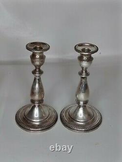 Pair Mueck-Carey NY (Towle) Sterling Silver 9 Candlestick Weighted 1940 Vintage