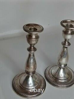 Pair Mueck-Carey NY (Towle) Sterling Silver 9 Candlestick Weighted 1940 Vintage