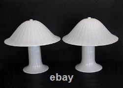 Pair Mushroom Murano Art Glass Lamp Effetre Vintage Hand Blown Italy Design 80s