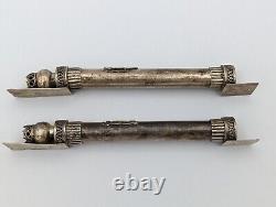 Pair Muzuzot Vintage Judaica Israeli Sterling Silver By Netafim Mezuzah 8 Heavy